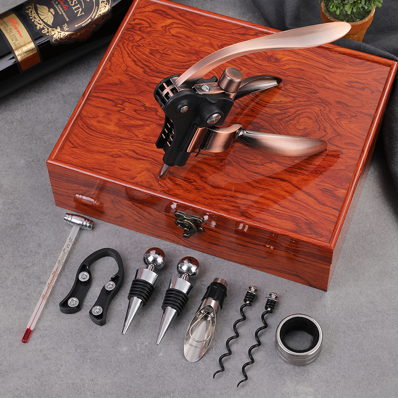 Wooden rectangular shaped Wine Accessories set