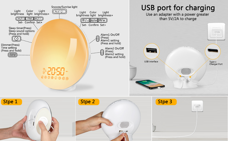 Bedside Lamp With Digital Alarm Clock