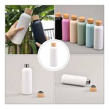 Pastel Colored Flask with bamboo cover