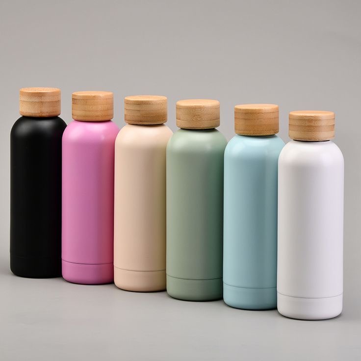 Pastel Colored Flask with bamboo cover