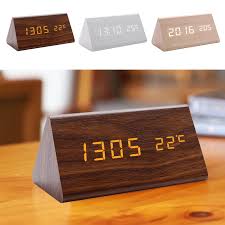 Triangular wooden Digital Clock with alarm