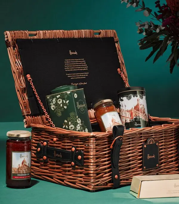 Wicker Basket With Green & White Lining