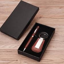 Leather Keyring with Pen Set