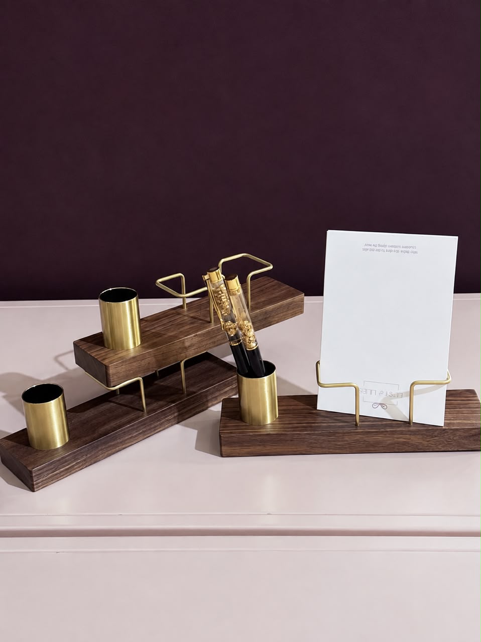 Wooden Business Card & Pen Holder