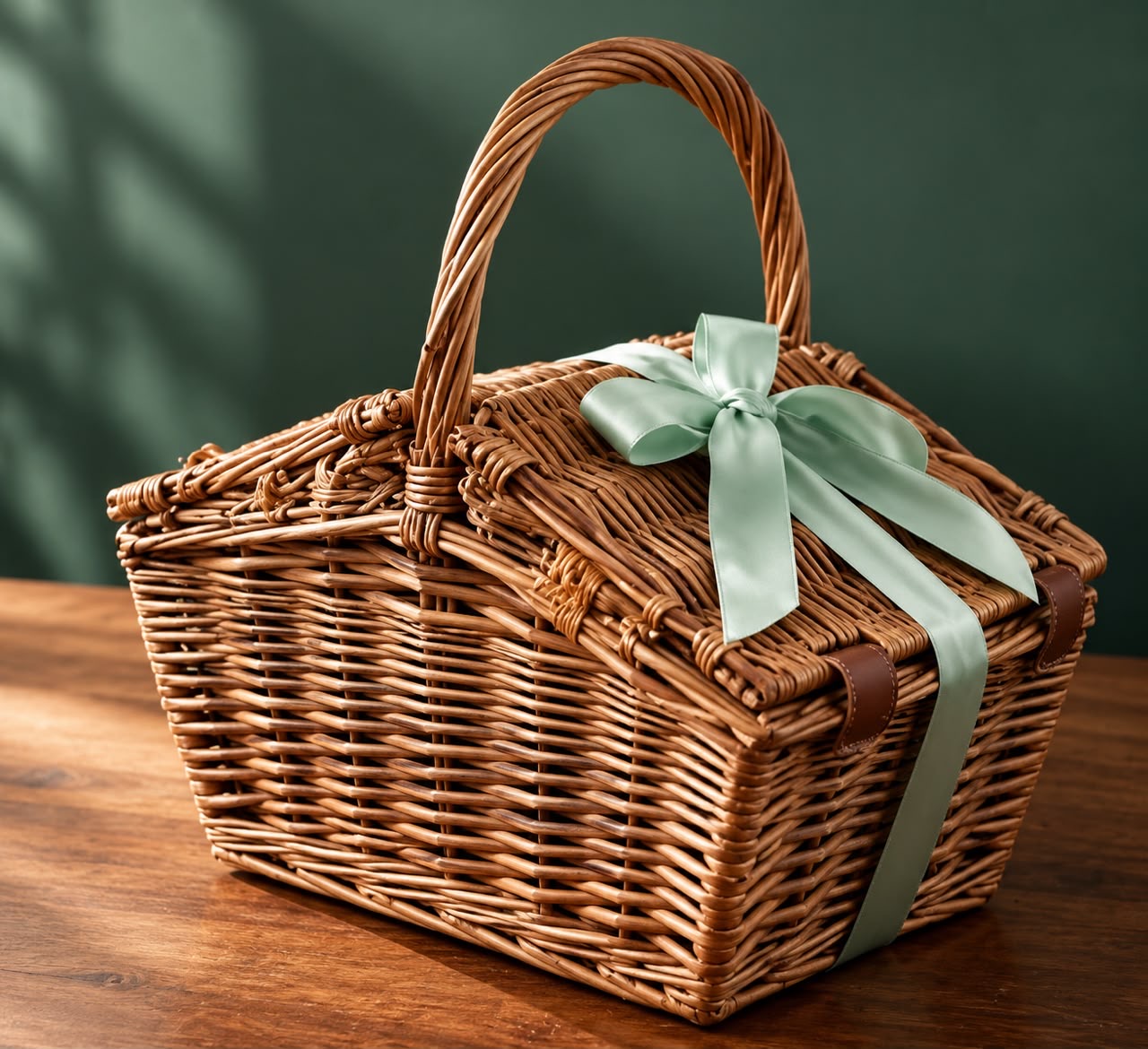 Double Lid Rattan Basket