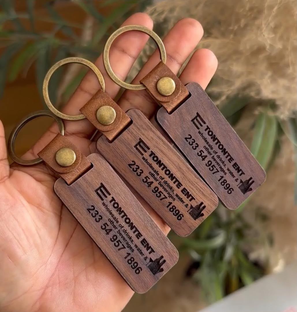 Dark Brown Wooden Keyring