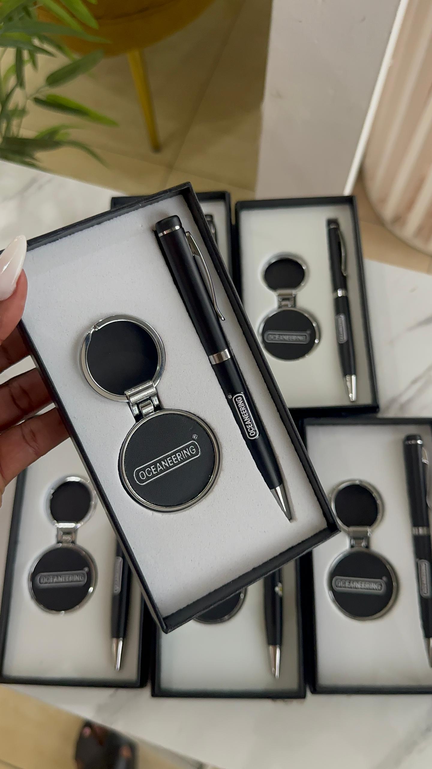 Black Metallic Pen & Keyholder Set