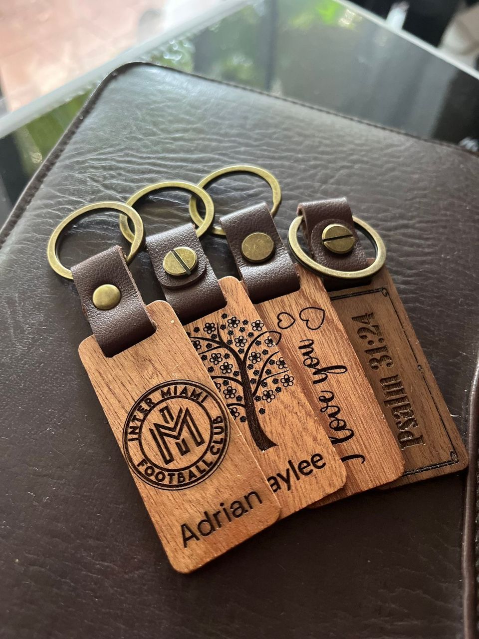 Dark Brown Wooden Keyring